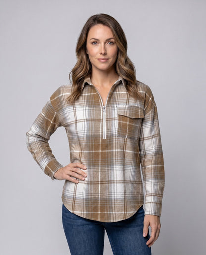 Women's checked shirt with zipper - Chichicherry