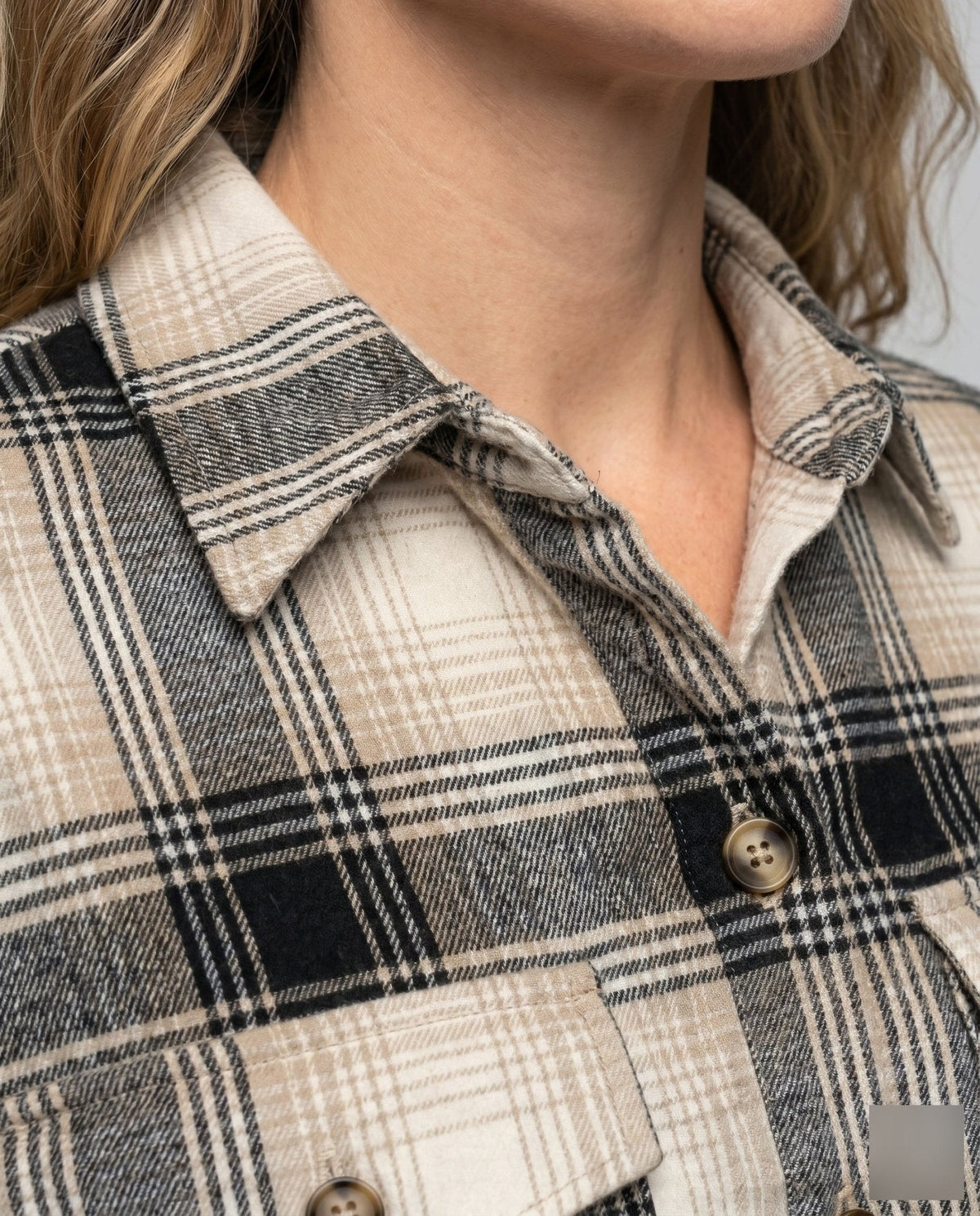 Women's Checkered Shirt Blouse with Belt and Chest Pockets - Chichicherry