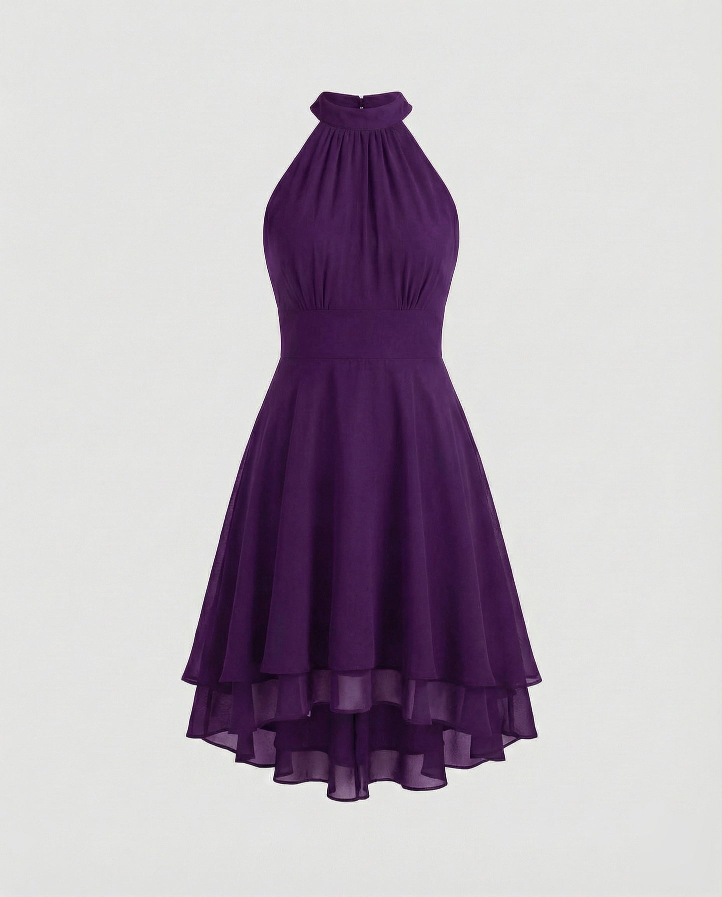Women's Chiffon Cocktail Dress with Ruffle Hem - Lilac colorway