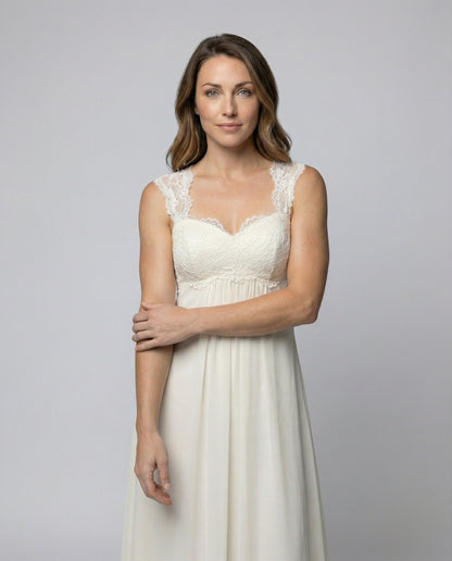 Women's Chiffon Evening Dress with Empire Waist - upper body detail