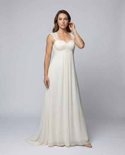 Women's Chiffon Evening Dress with Empire Waist - front view