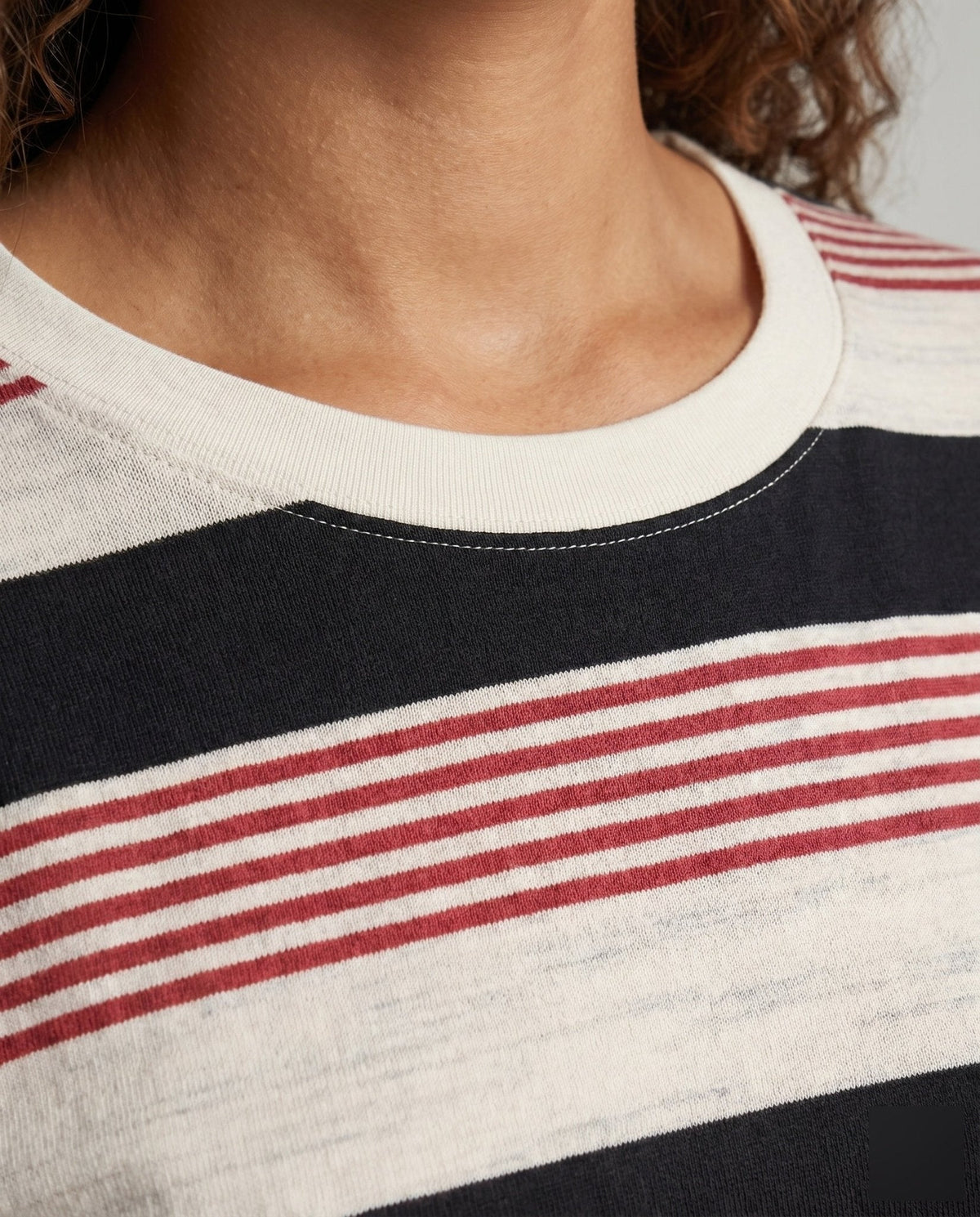 Women's Classic Long Sleeve Shirt with Maritime Stripe Pattern and Pocket Accent - Chichicherry