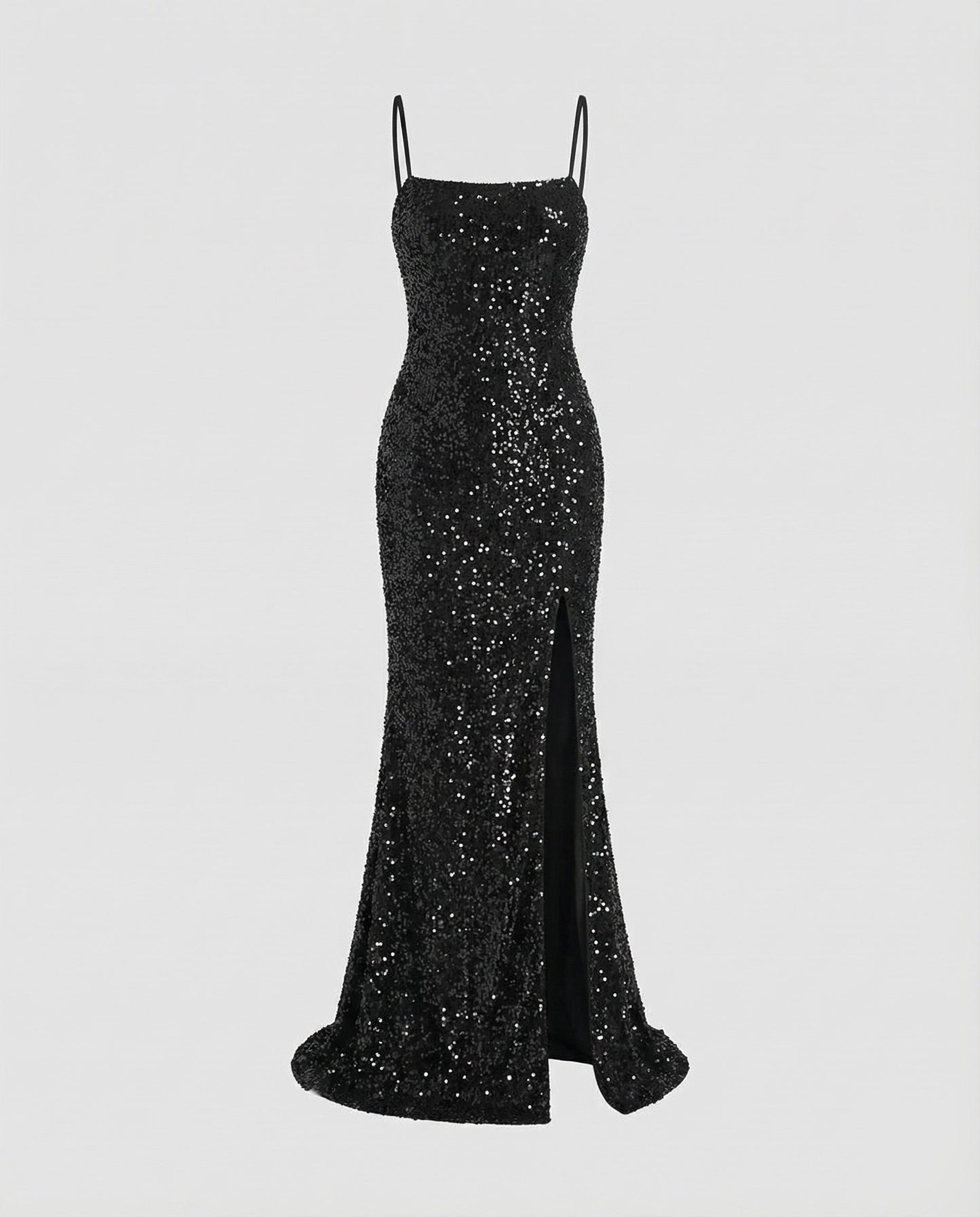 Women's Column Evening Dress Bustier Thigh Slit - Black colorway