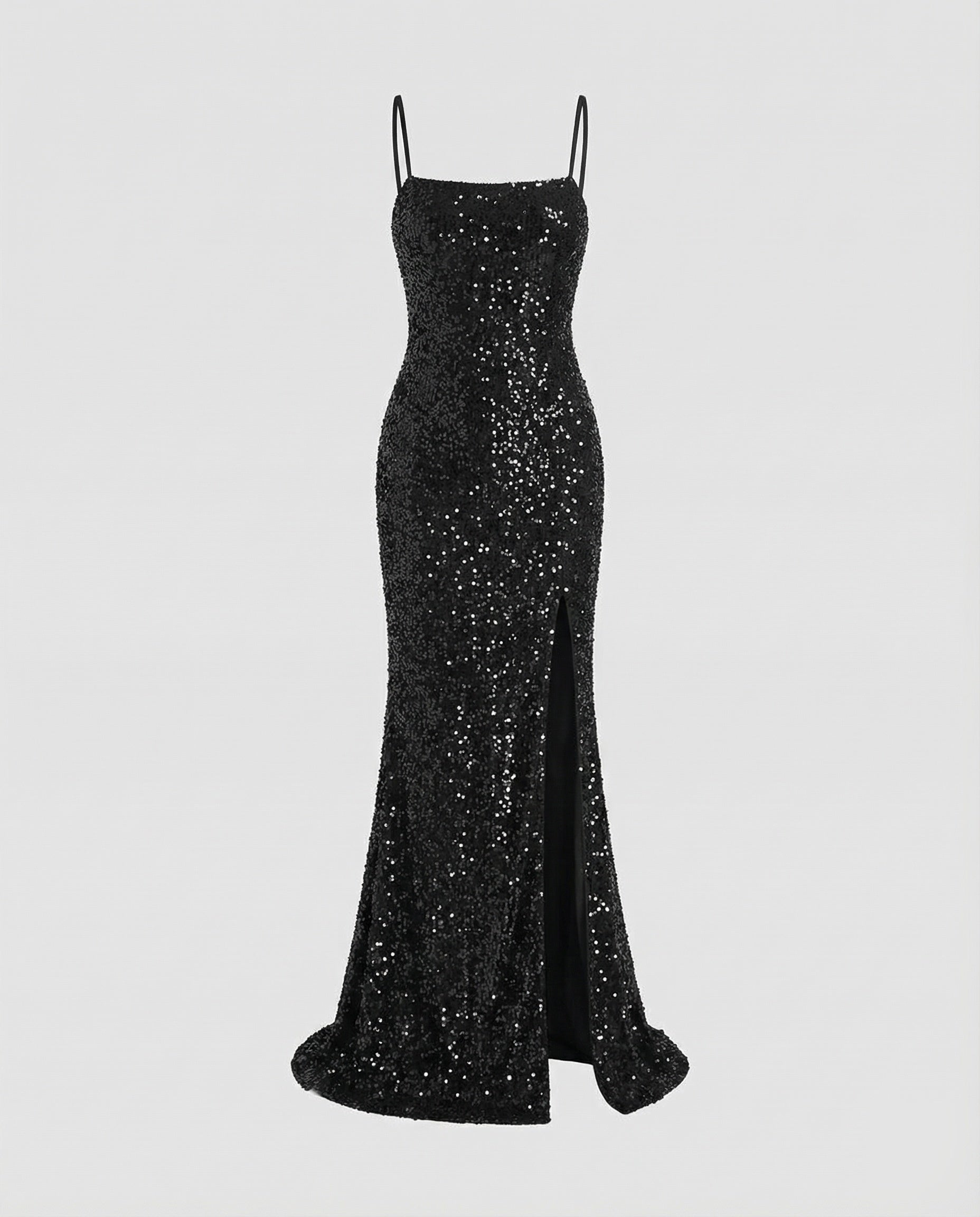 Women's Column Evening Dress Bustier Thigh Slit - Black colorway