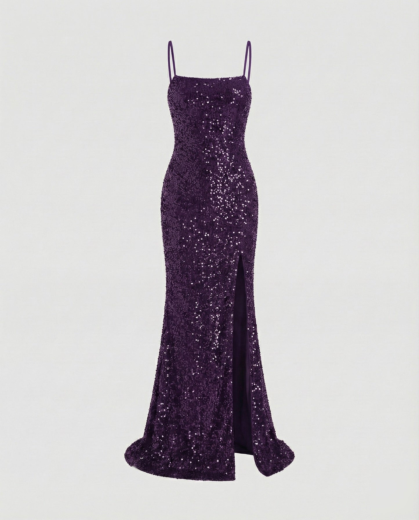 Women's Column Evening Dress Bustier Thigh Slit - Violet colorway