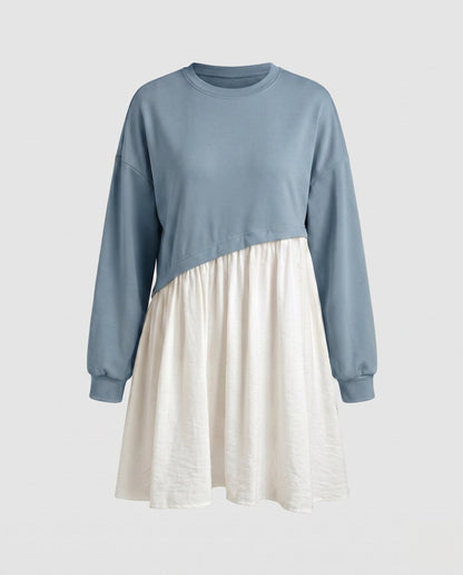 Women's combined sweatshirt dress with casual top and flowing skirt - Chichicherry