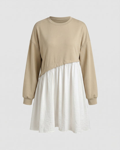Women's combined sweatshirt dress with casual top and flowing skirt - Chichicherry