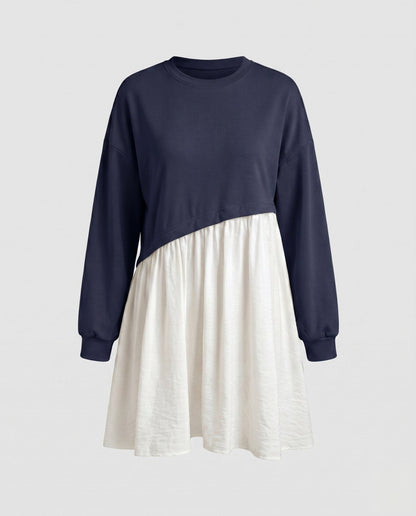 Women's combined sweatshirt dress with casual top and flowing skirt - Chichicherry
