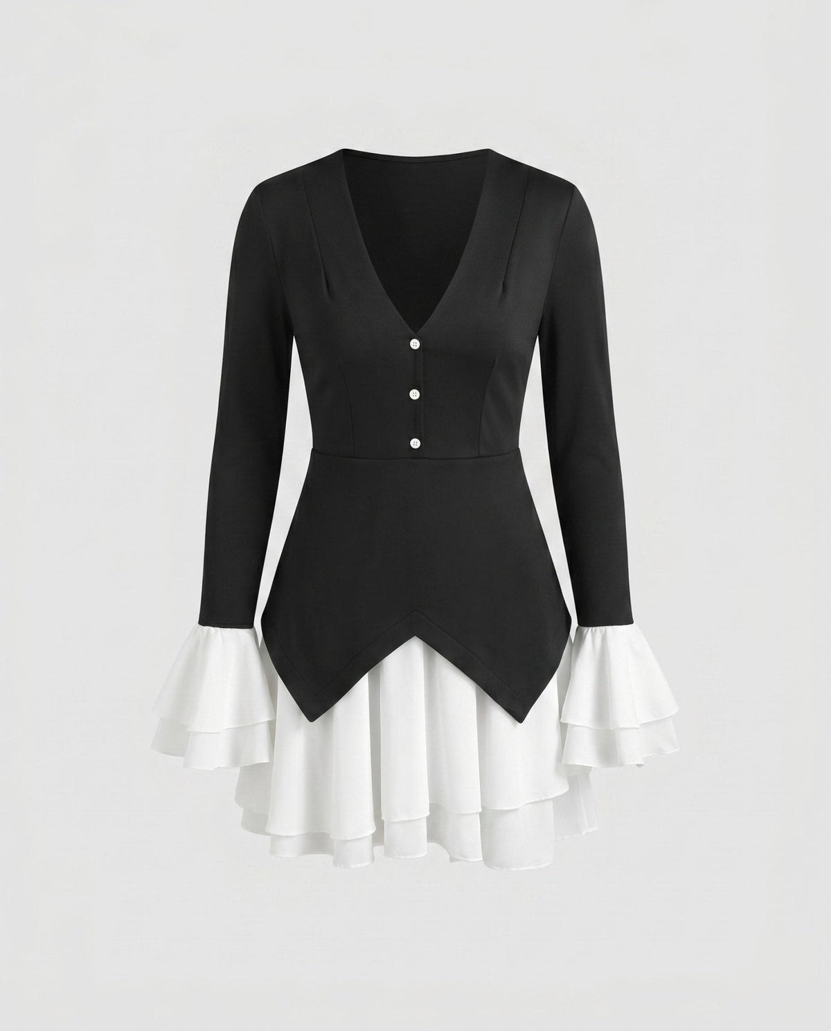 Women’s dress with deep V-neckline and palazzo skirt - Chichicherry