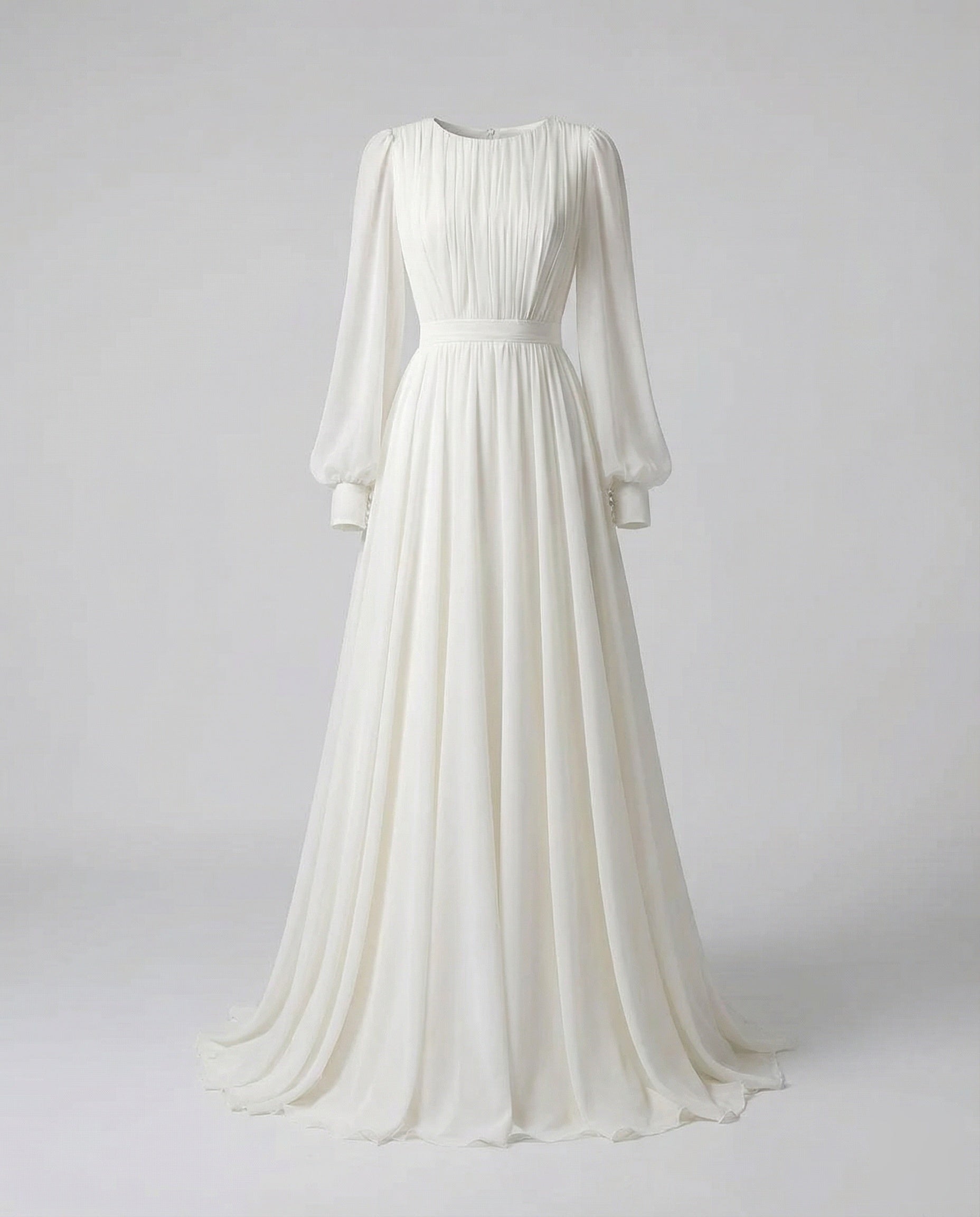 Women's Elegant Pleated Top Wedding Dress - White colorway