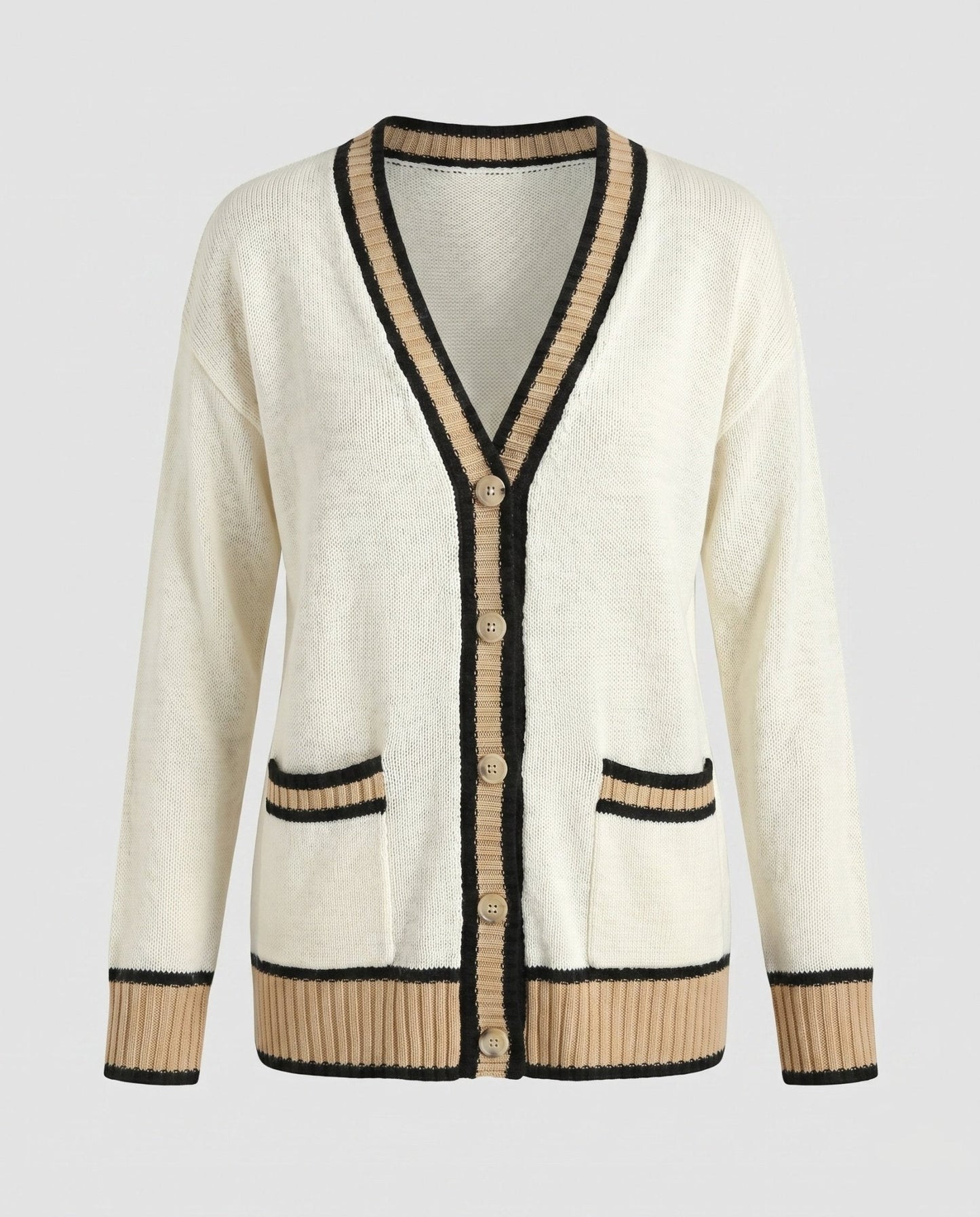 Women's fashionable cardigan with contrast details - Chichicherry
