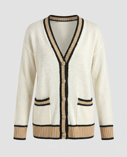 Women's fashionable cardigan with contrast details - Chichicherry
