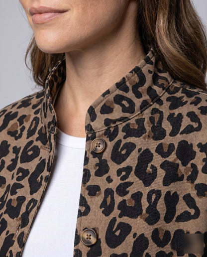 Women’s fashionable leopard print blazer with buttons - Chichicherry