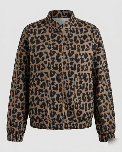 Women’s fashionable leopard print blazer with buttons - Chichicherry