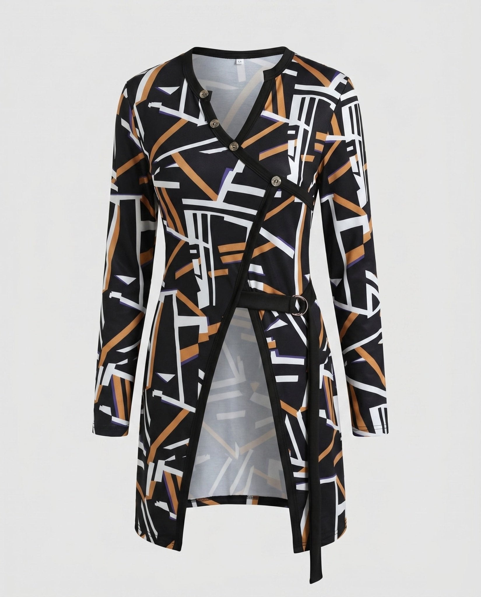 Women’s fashionable long blouse with graphic pattern - Chichicherry