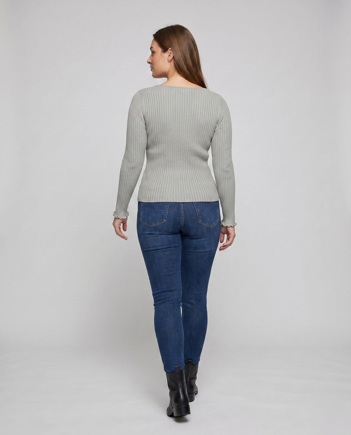 Women's fitted long-sleeve shirt with unique V-neck and refined strap details - Chichicherry
