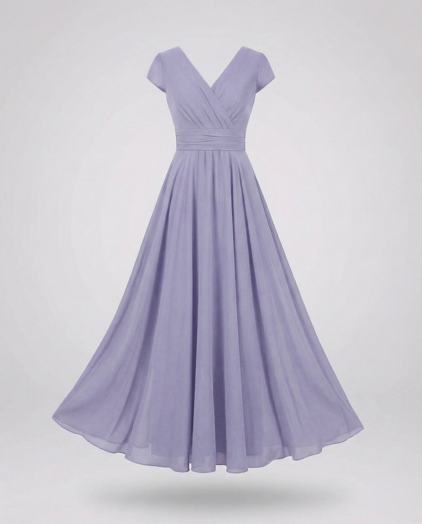 Women's Flowing Chiffon Maxi Dress with Pleated Skirt - Violet colorway