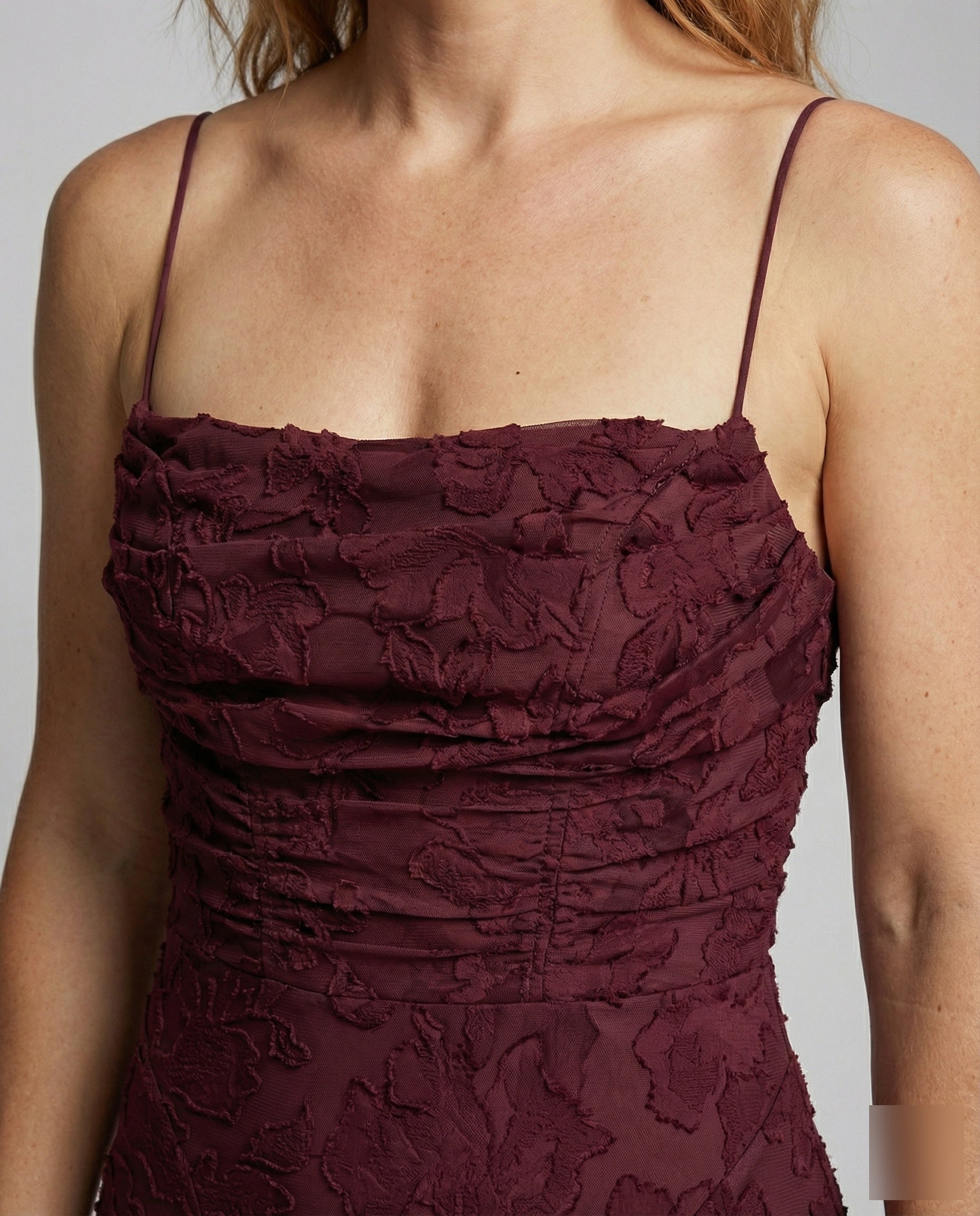 Women's Flowing Evening Dress with Lace-up Back - close-up detail