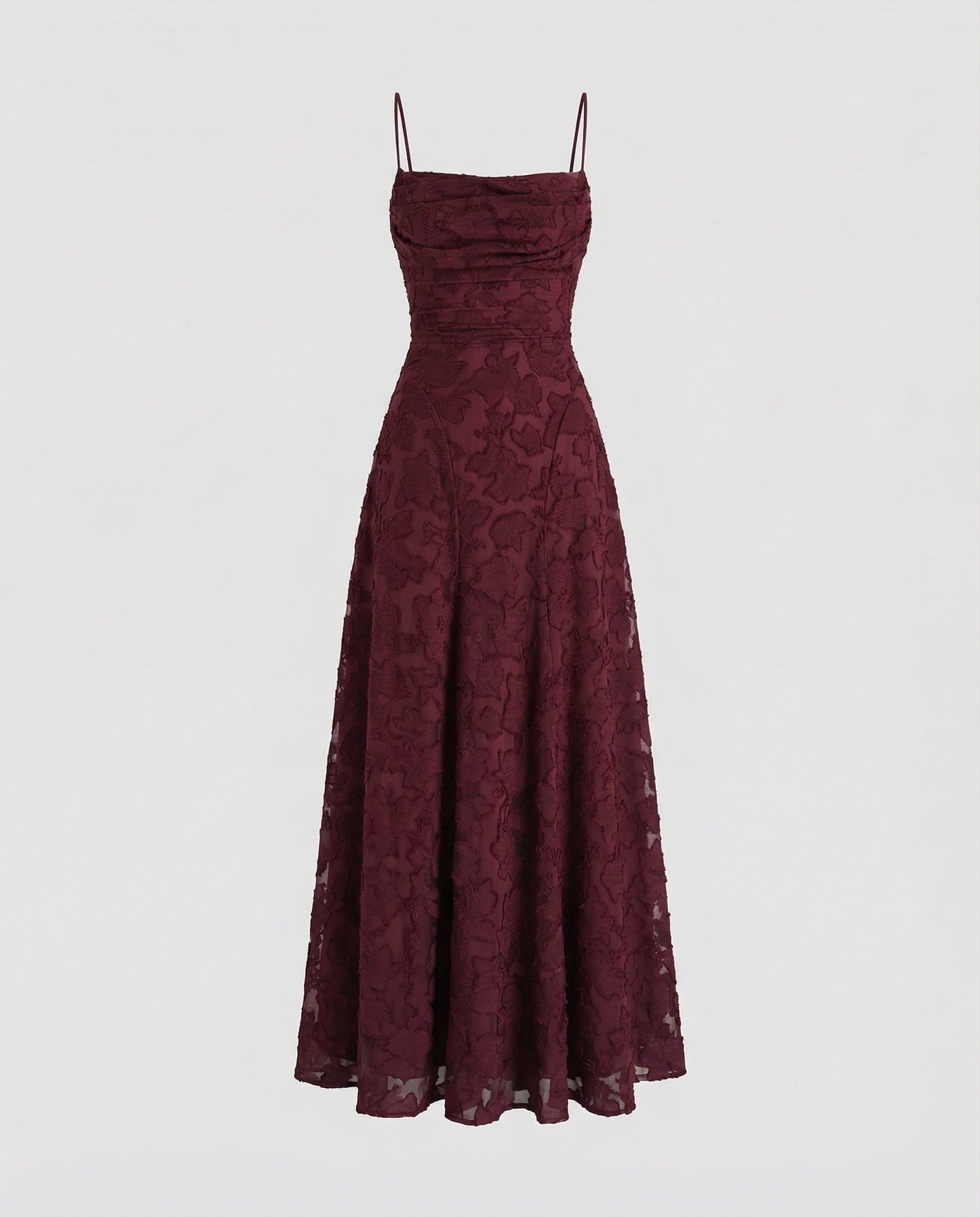 Women's Flowing Evening Dress with Lace-up Back - Bordeaux colorway