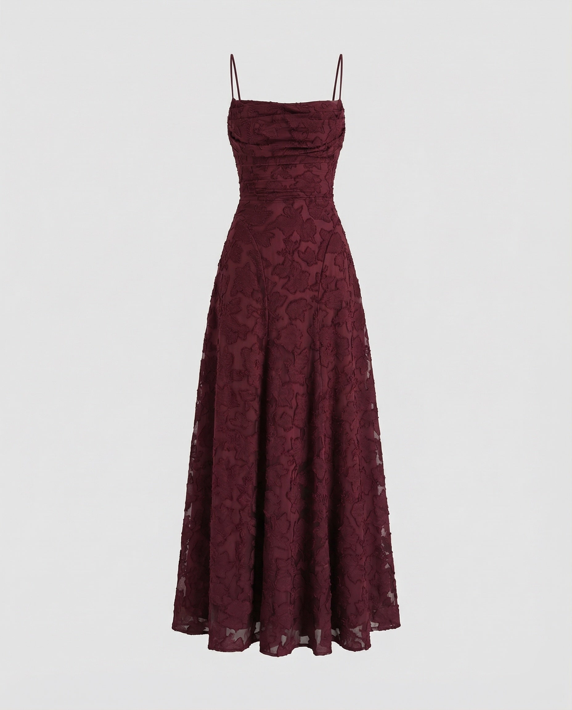 Women's Flowing Evening Dress with Lace-up Back - Bordeaux colorway