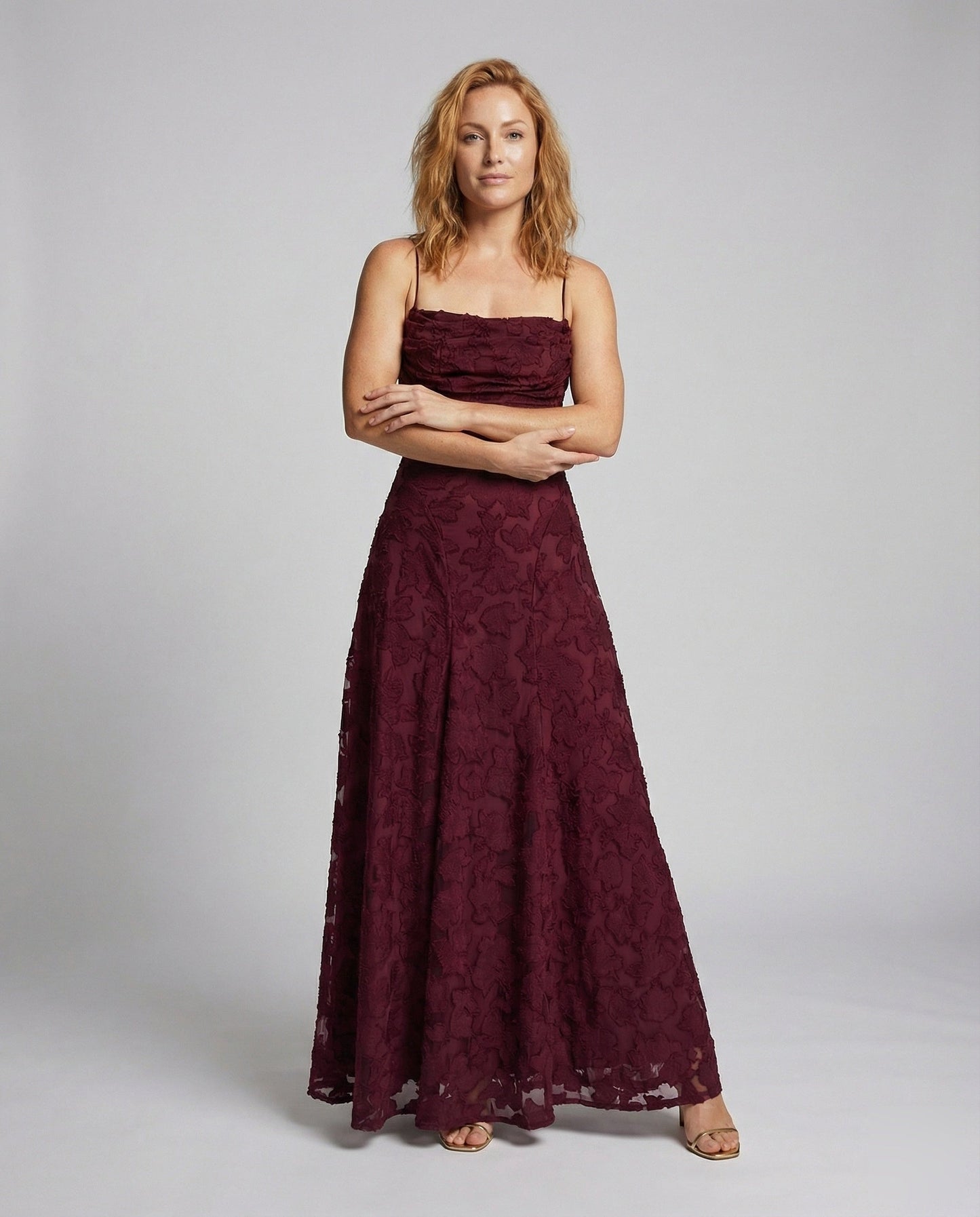 Women's Flowing Evening Dress with Lace-up Back - front view