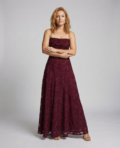 Women's Flowing Evening Dress with Lace-up Back - front view