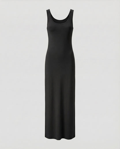Women's Form-Stable Stretch Jersey Column Maxi Dress - Black colorway