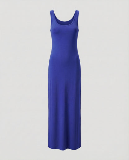 Women's Form-Stable Stretch Jersey Column Maxi Dress - Blue colorway