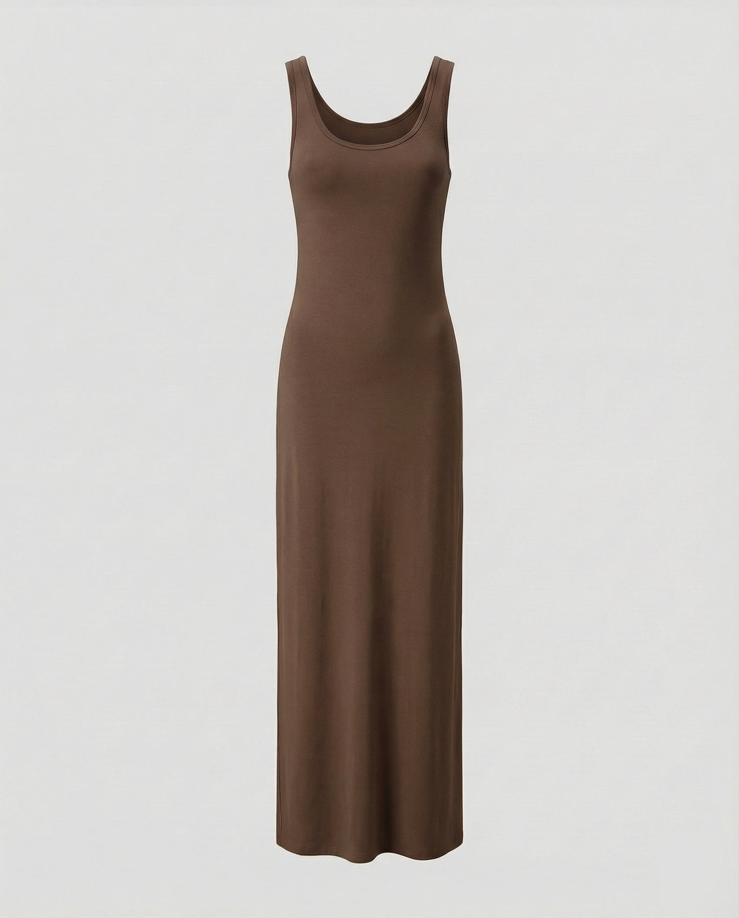 Women's Form-Stable Stretch Jersey Column Maxi Dress - Brown colorway