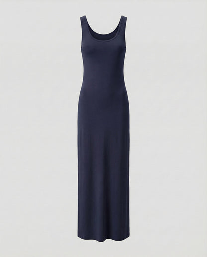 Women's Form-Stable Stretch Jersey Column Maxi Dress - Dark Blue colorway