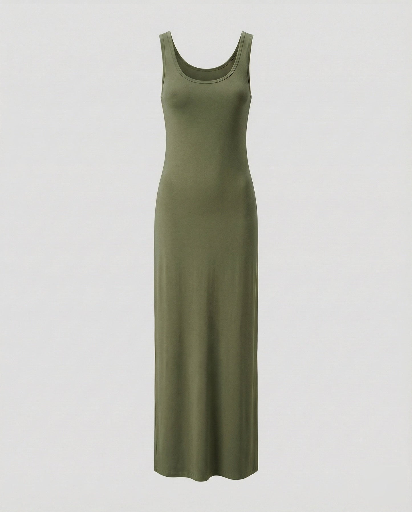 Women's Form-Stable Stretch Jersey Column Maxi Dress - Green colorway