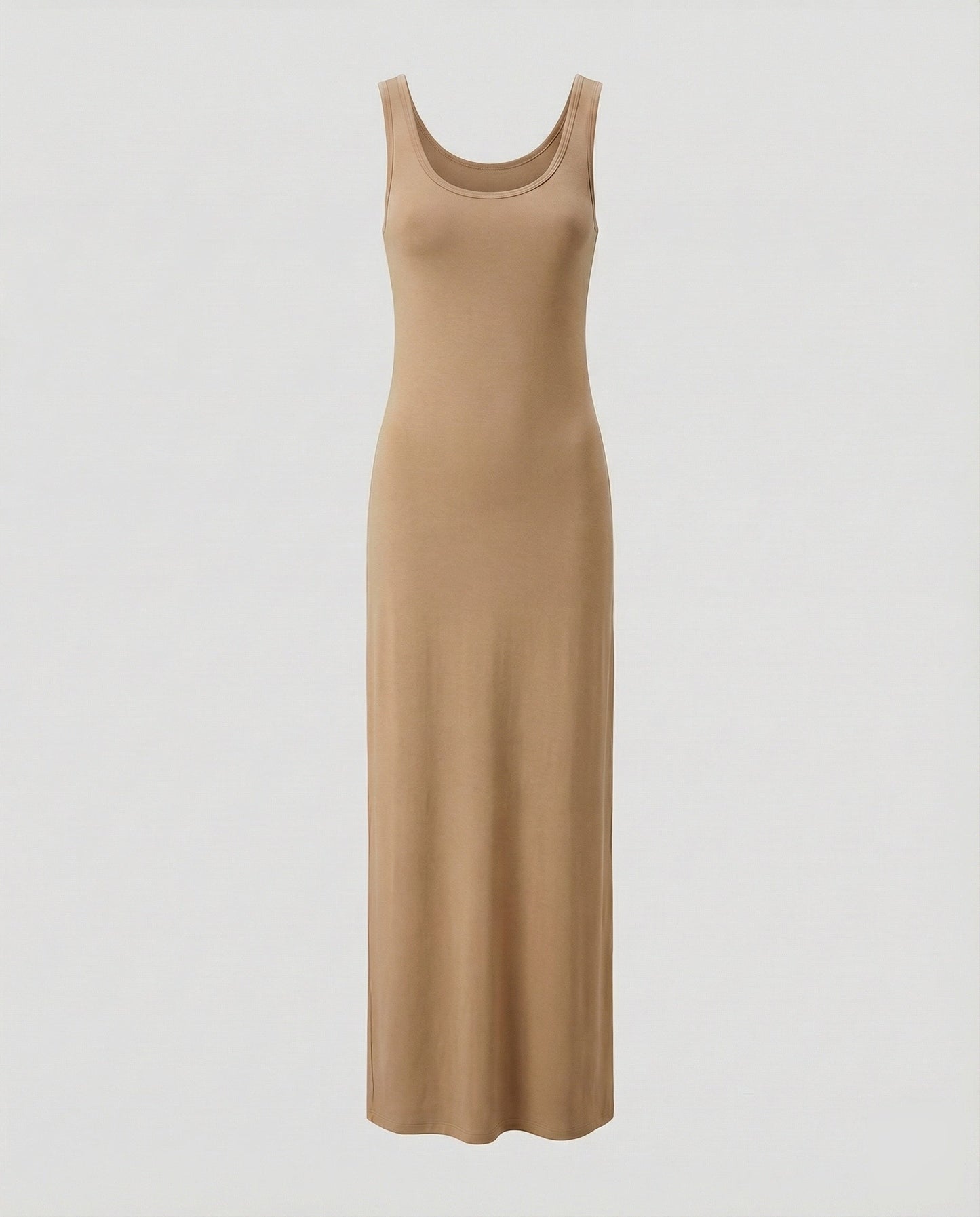 Women's Form-Stable Stretch Jersey Column Maxi Dress - Khaki colorway