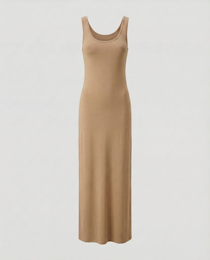 Women's Form-Stable Stretch Jersey Column Maxi Dress - Khaki colorway