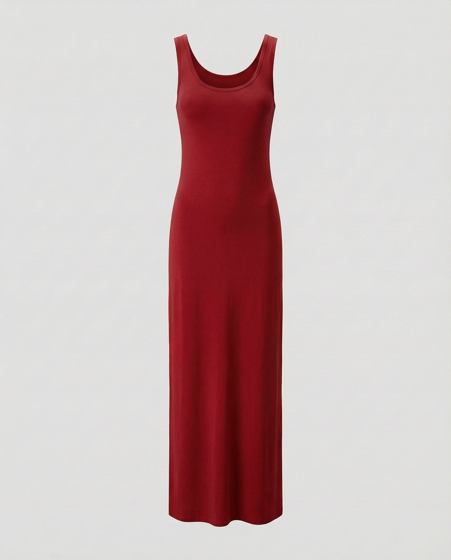 Women's Form-Stable Stretch Jersey Column Maxi Dress - Red colorway