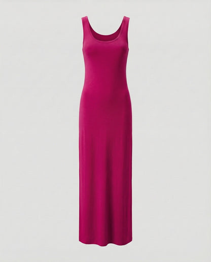 Women's Form-Stable Stretch Jersey Column Maxi Dress - Rose Red colorway