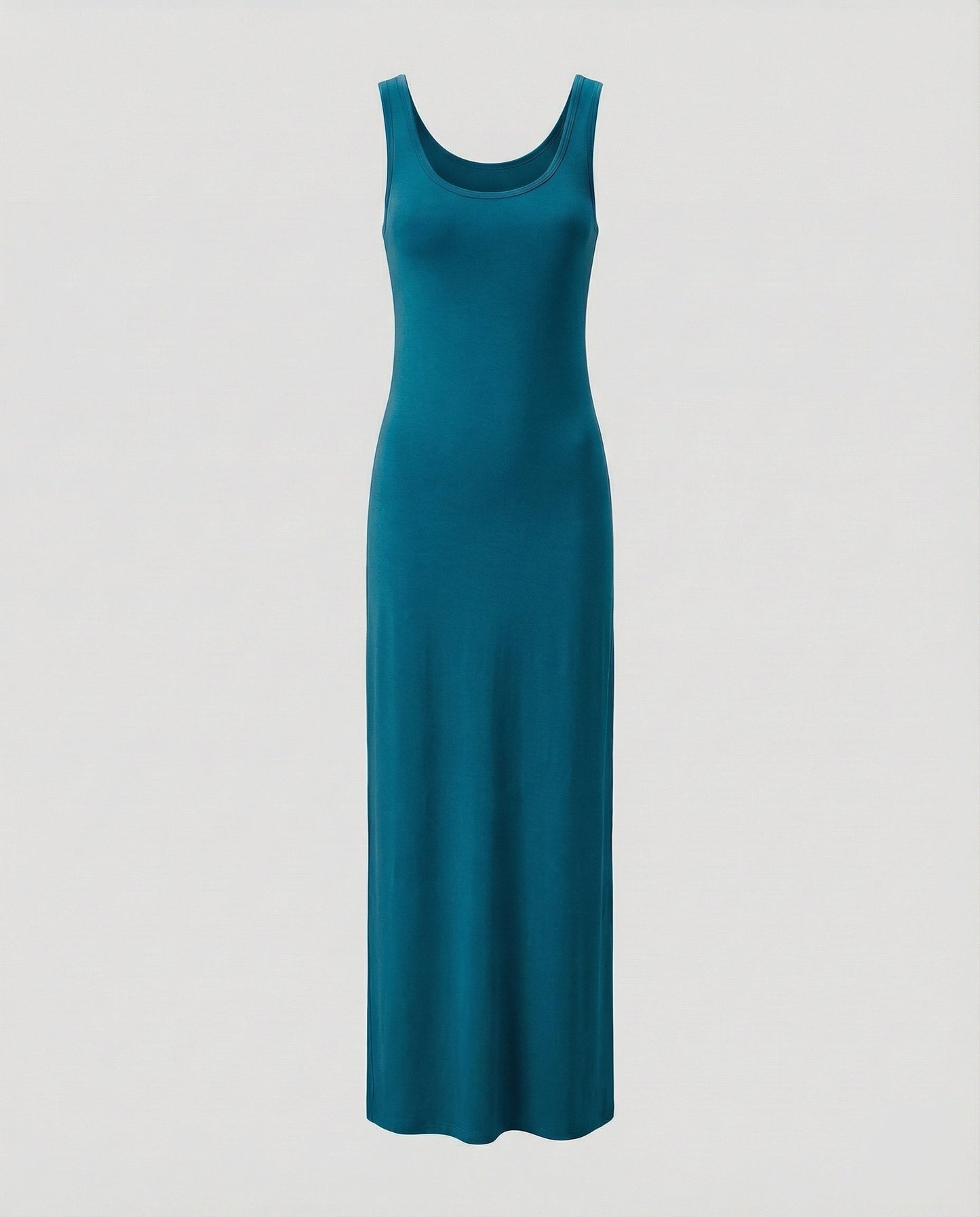 Women's Form-Stable Stretch Jersey Column Maxi Dress - Turquoise colorway