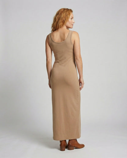 Women's Form-Stable Stretch Jersey Column Maxi Dress - back view