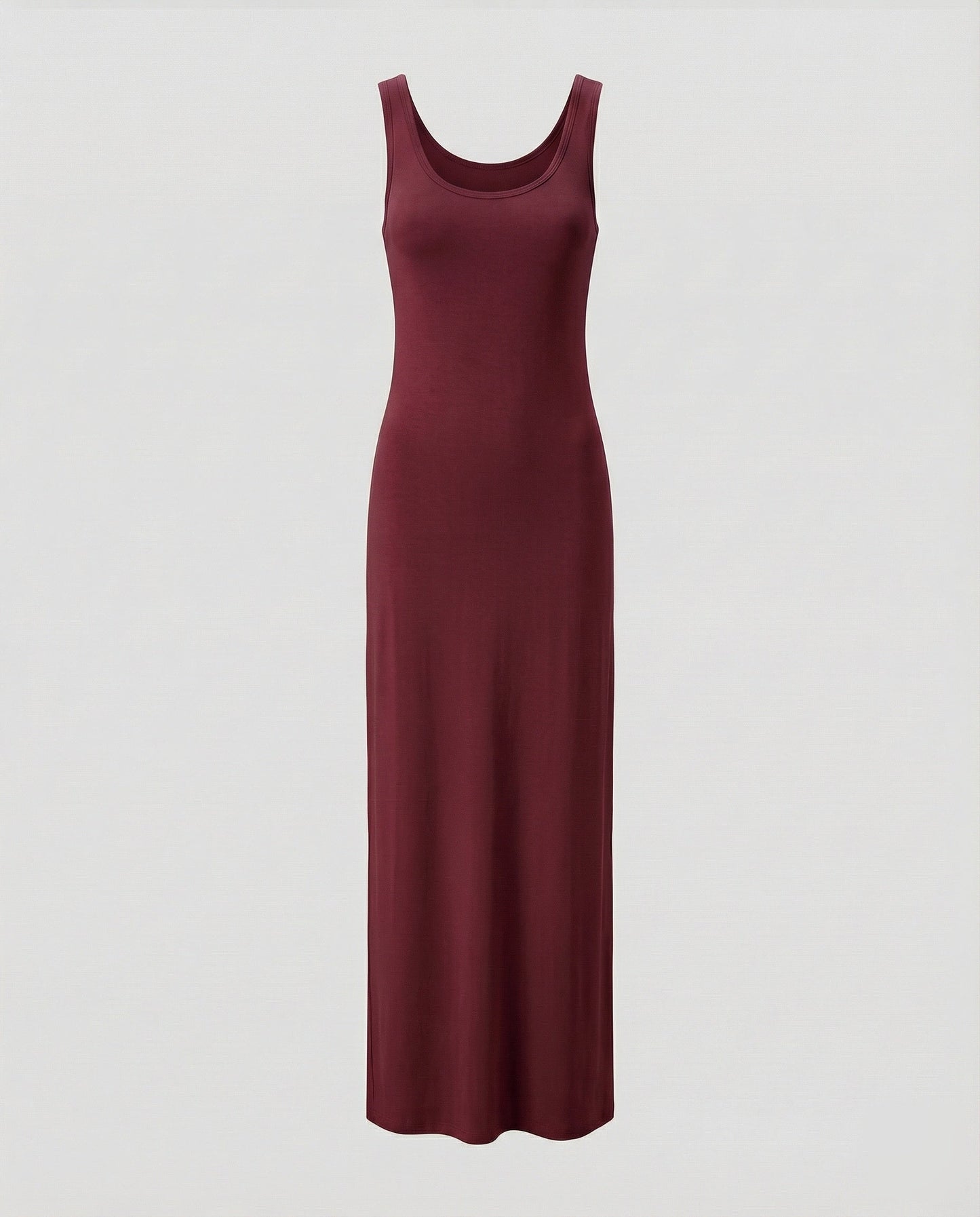 Women's Form-Stable Stretch Jersey Column Maxi Dress - Wine Red colorway