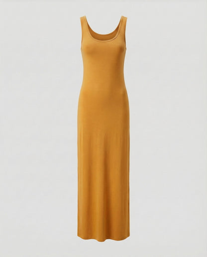 Women's Form-Stable Stretch Jersey Column Maxi Dress - Yellow colorway