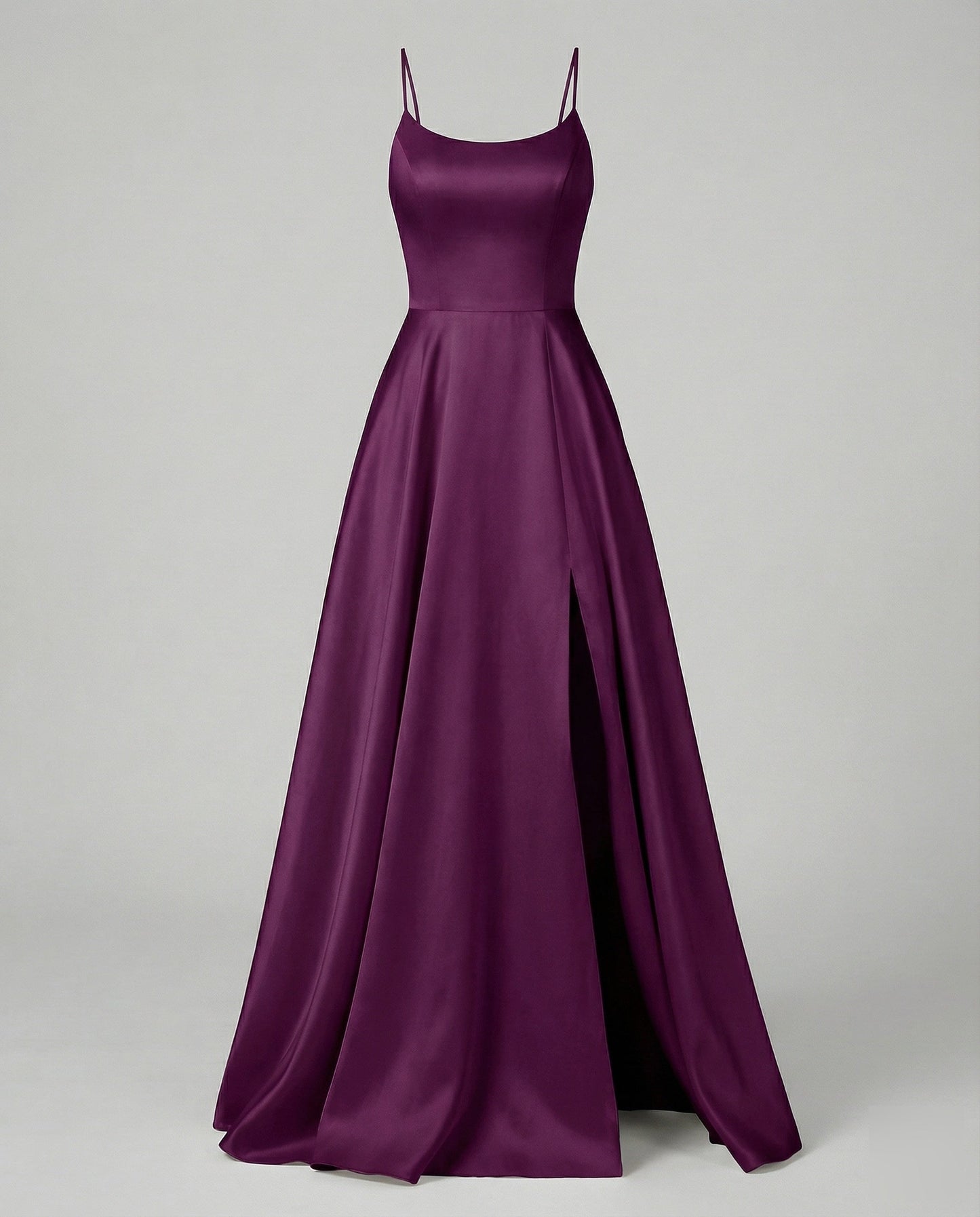 Women's Gala Maxi Dress Spaghetti Straps Thigh Slit - Violet colorway