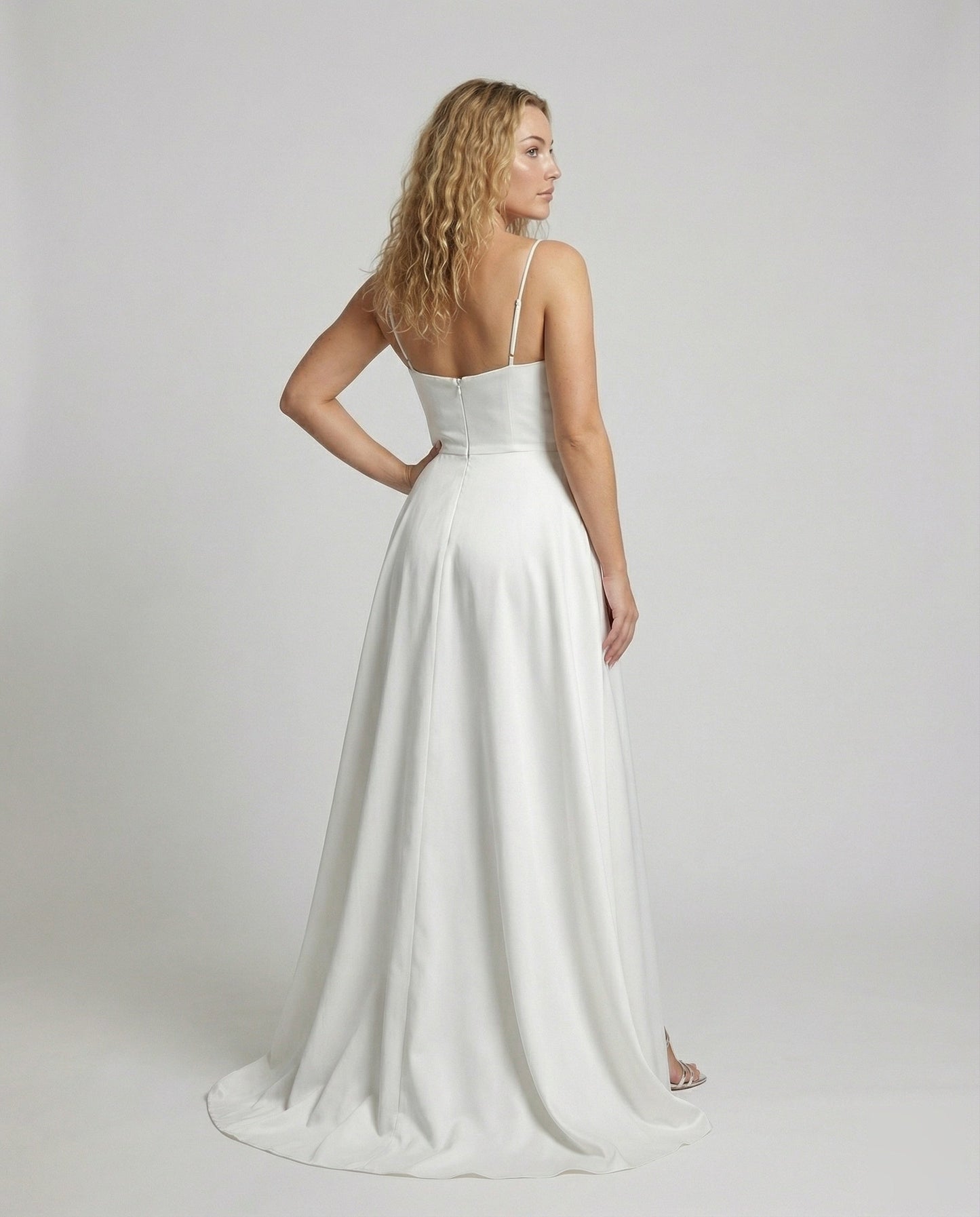 Women's Gala Maxi Dress Spaghetti Straps Thigh Slit - back view