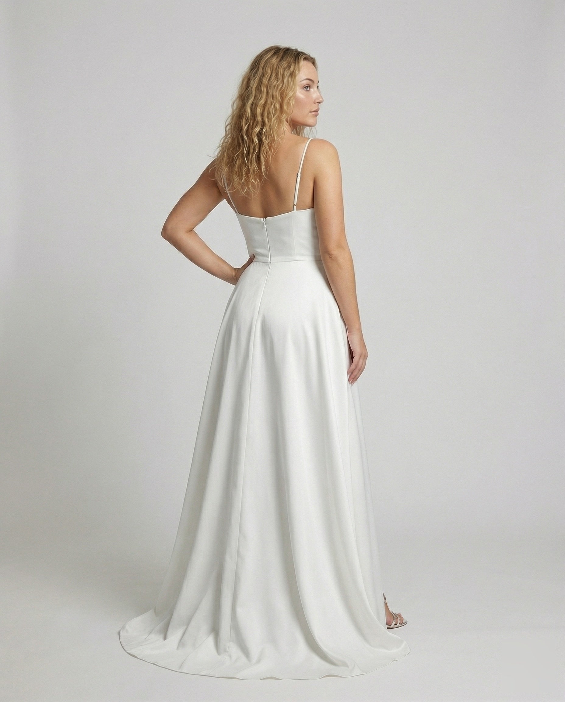 Women's Gala Maxi Dress Spaghetti Straps Thigh Slit - back view