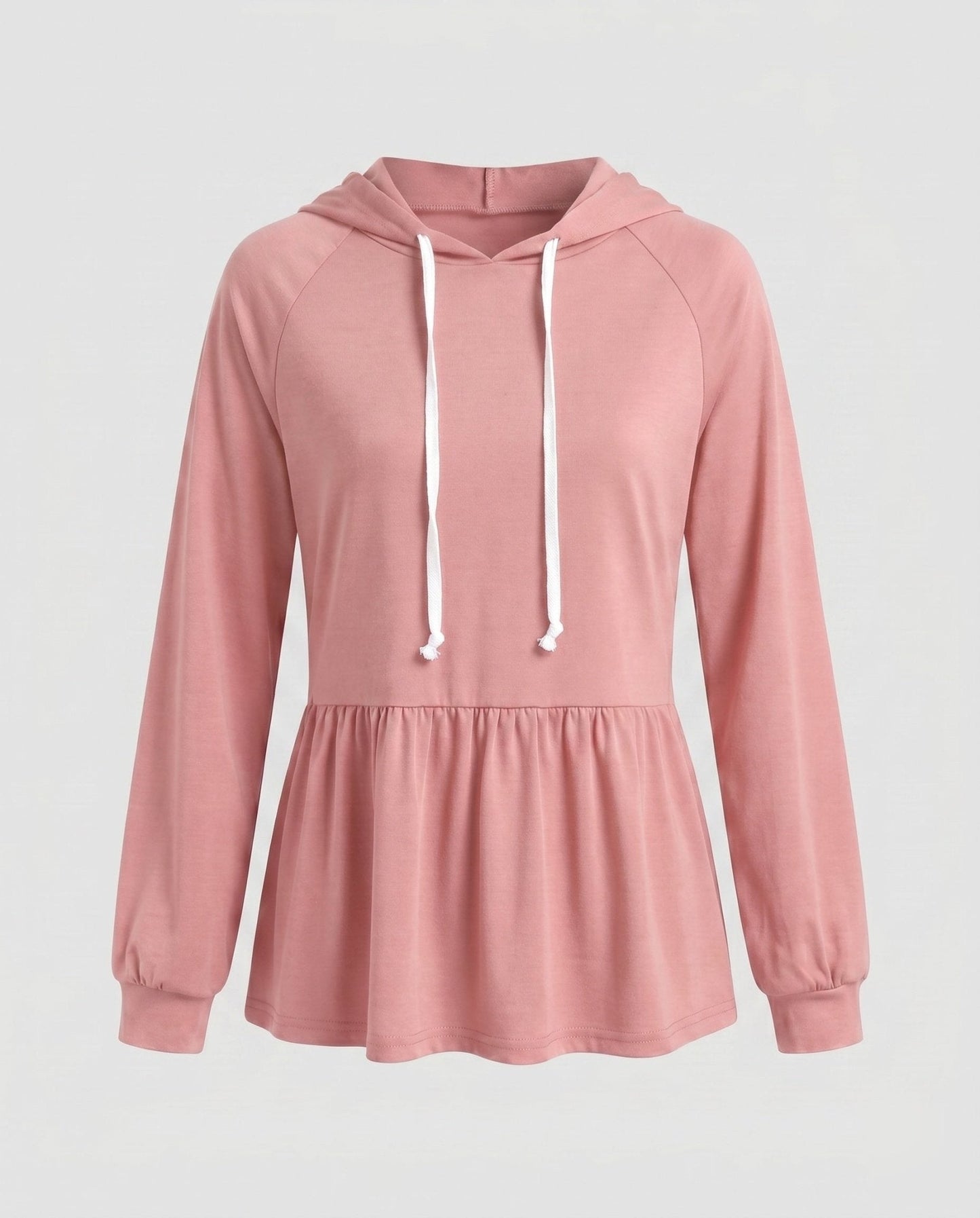 Women's hooded top with swinging hem and ruching - Chichicherry
