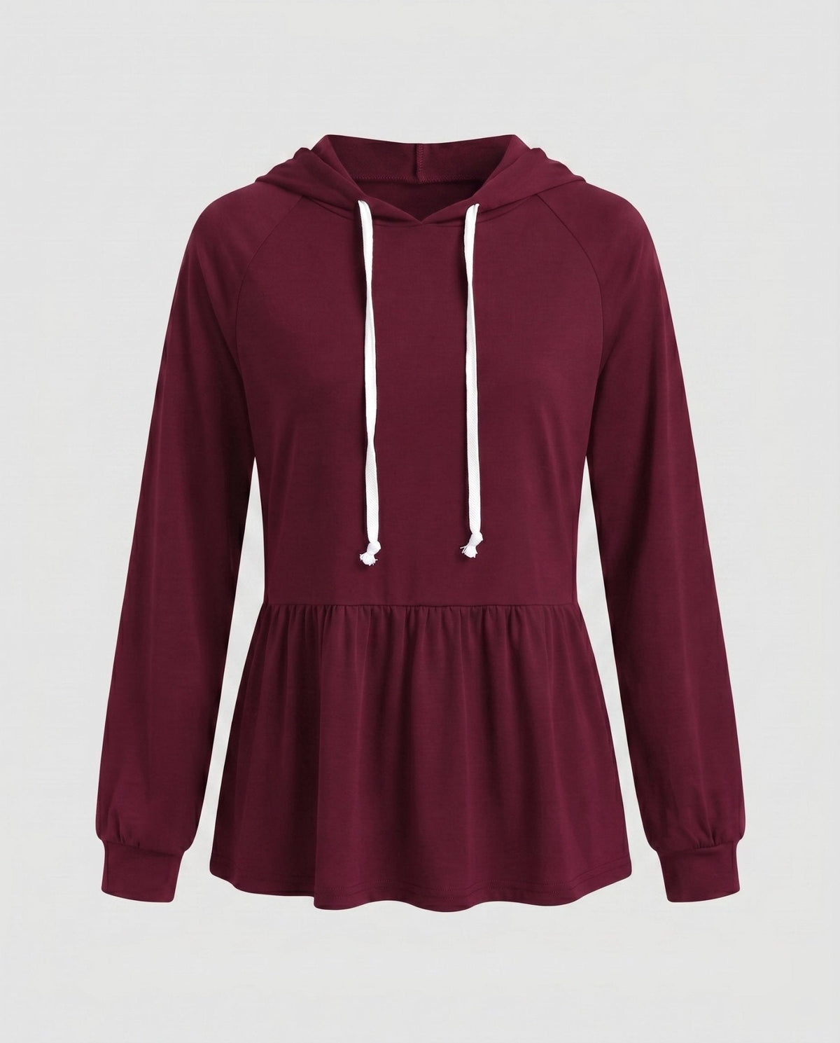 Women's hooded top with swinging hem and ruching - Chichicherry