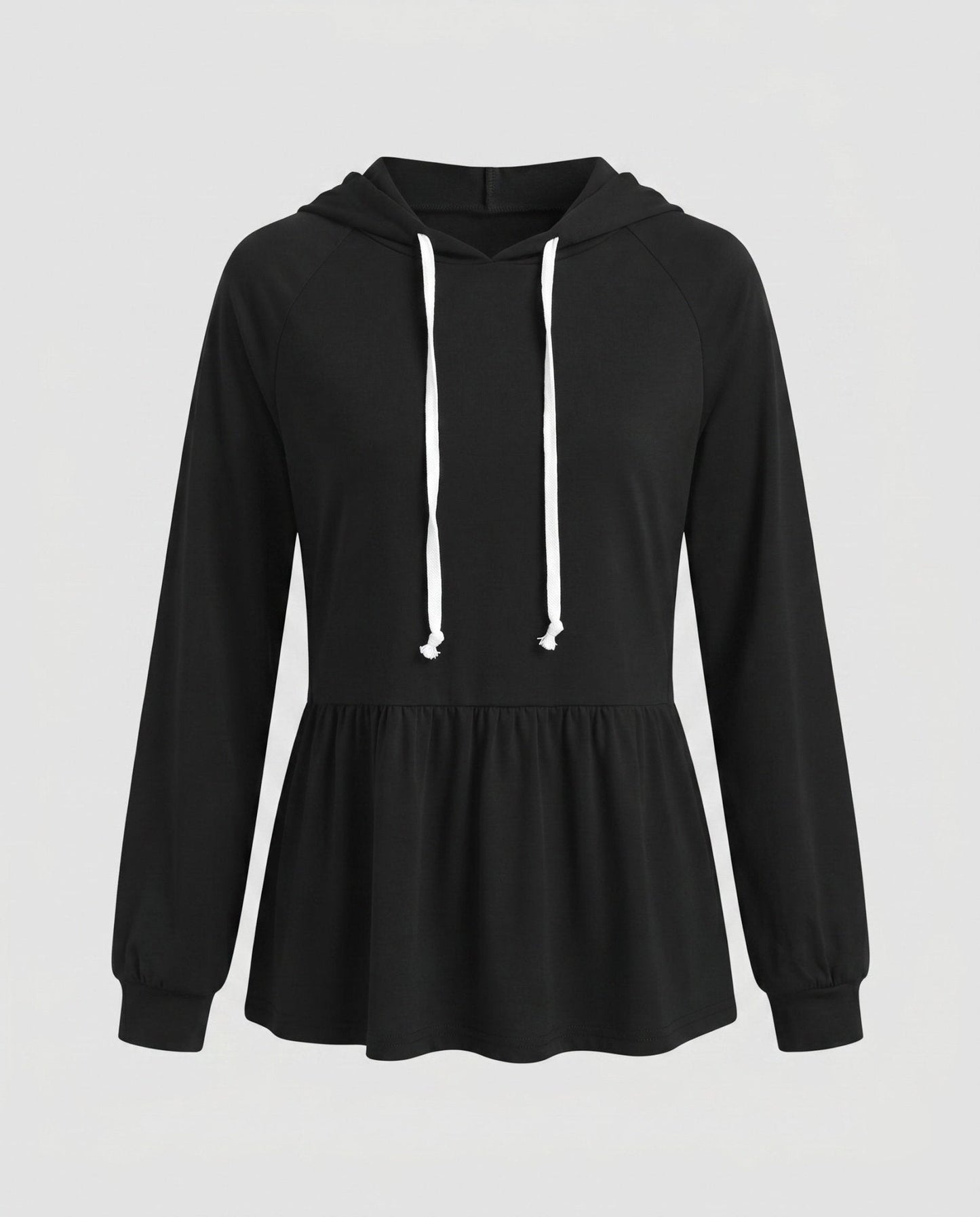 Women's hooded top with swinging hem and ruching - Chichicherry