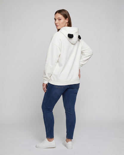 Women's hoodie with playful cat design and checkered pocket - Chichicherry