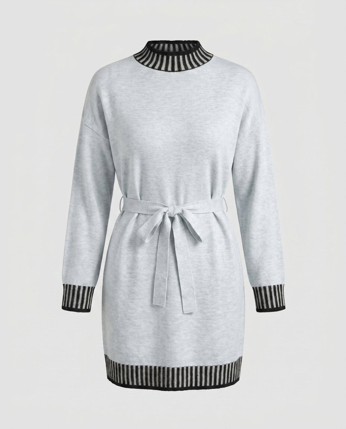 Women's knit dress with high collar and belt - Chichicherry