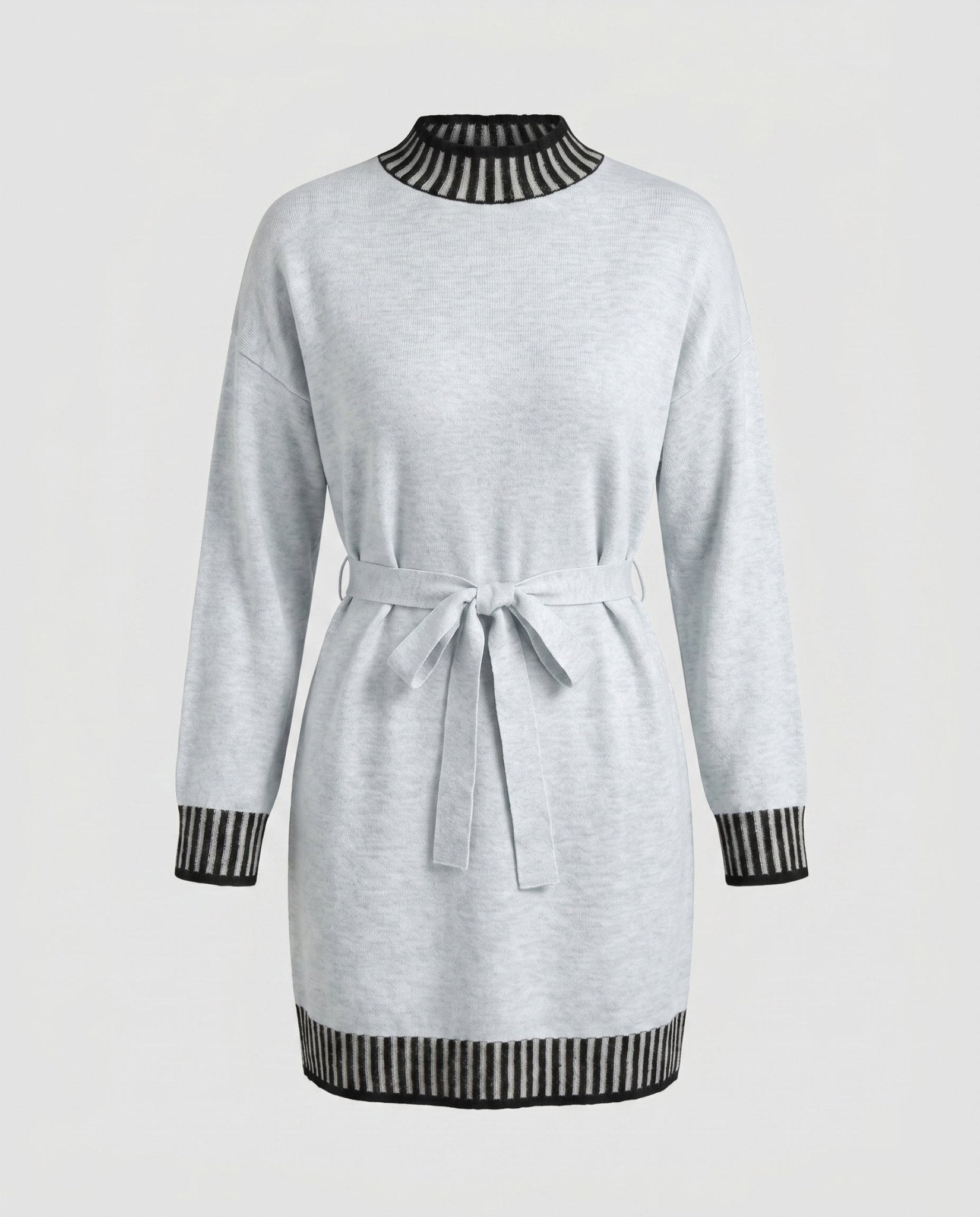 Women's knit dress with high collar and belt - Chichicherry