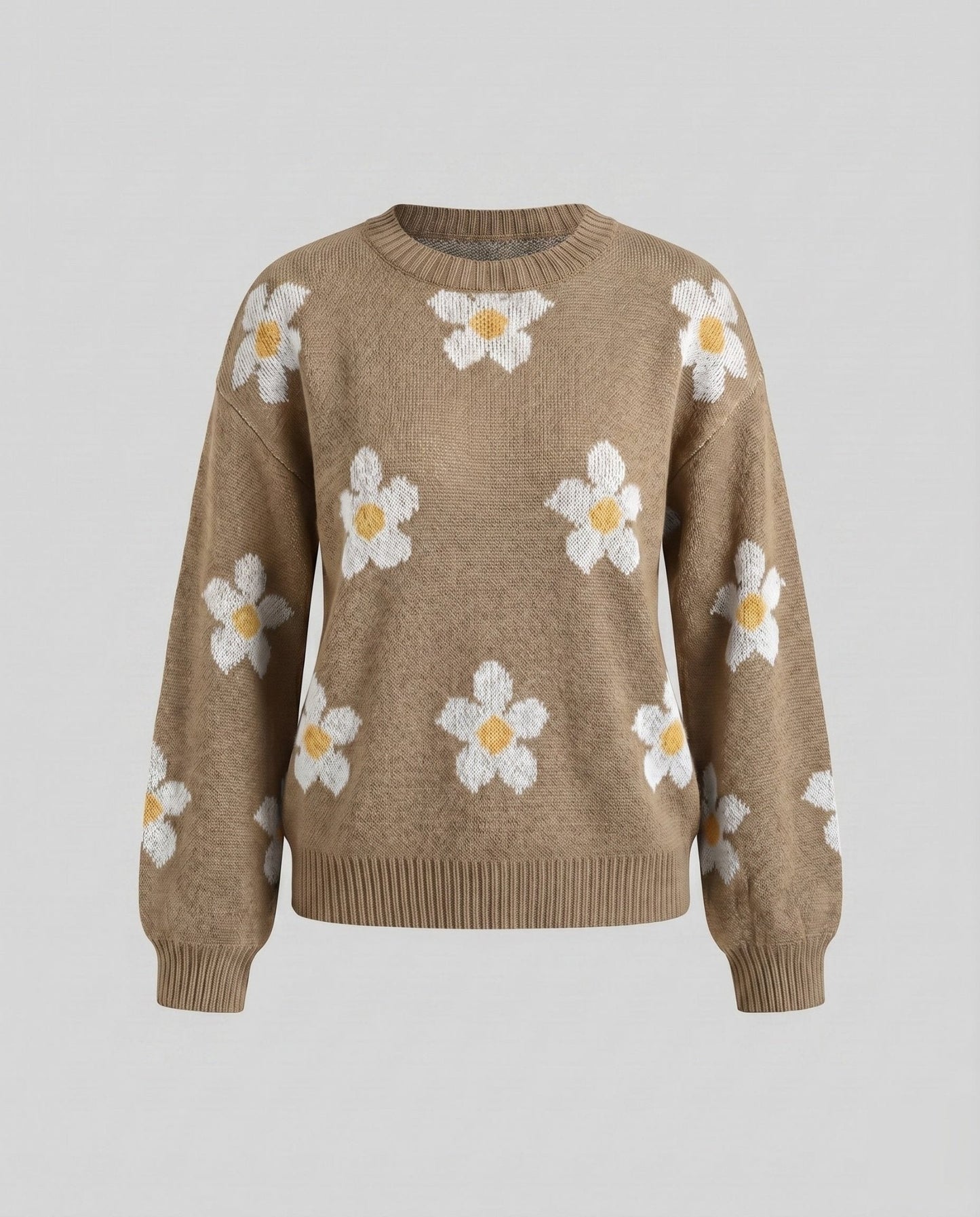 Women's knit pullover with floral patterns and relaxed fit - Chichicherry