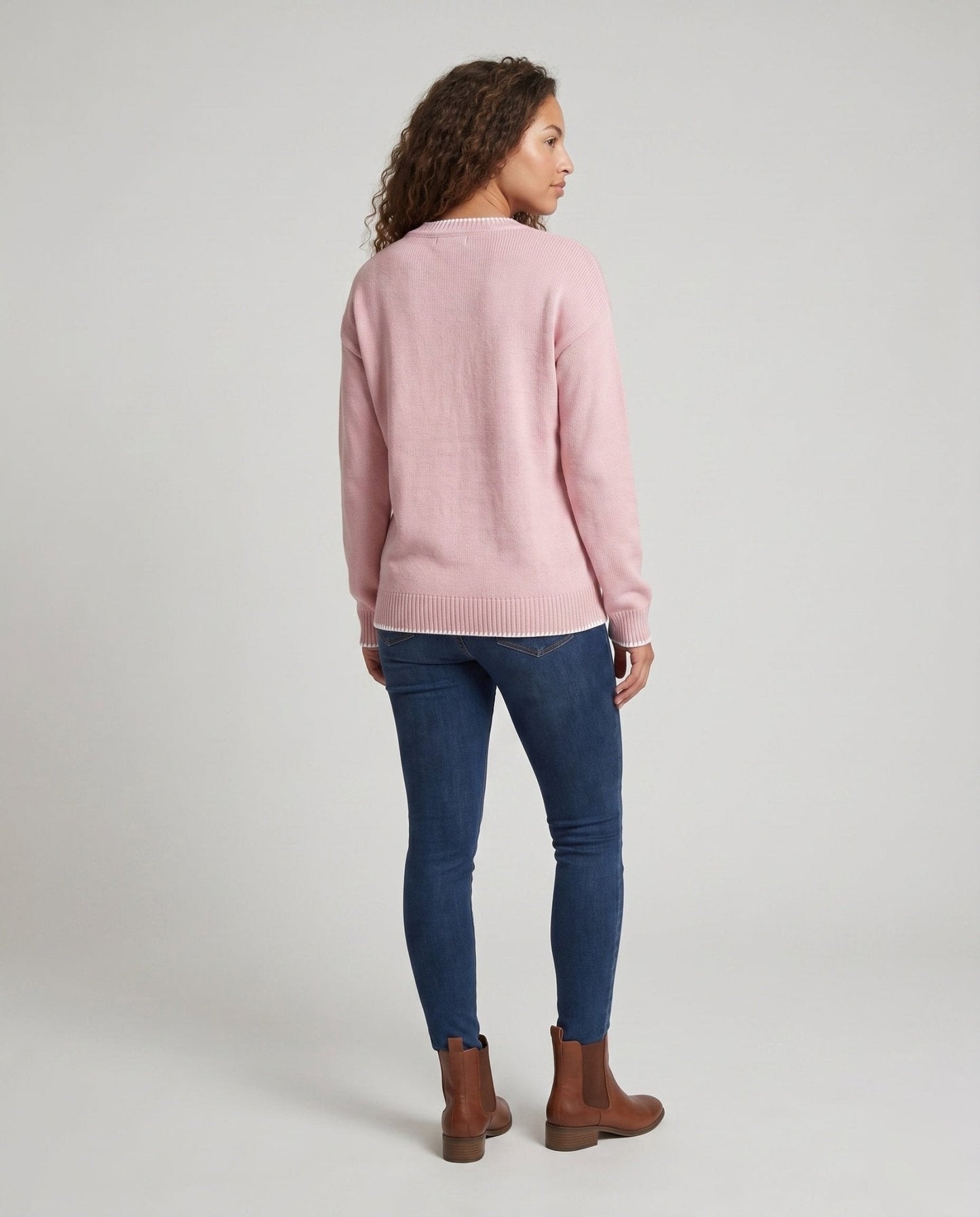 Women's knit sweater with decorative bow motif and casual fit - Chichicherry